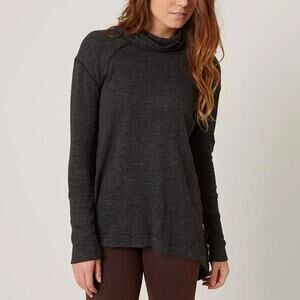 Free People We The Free Split Back Turtleneck Sweater in Charcoal Size M